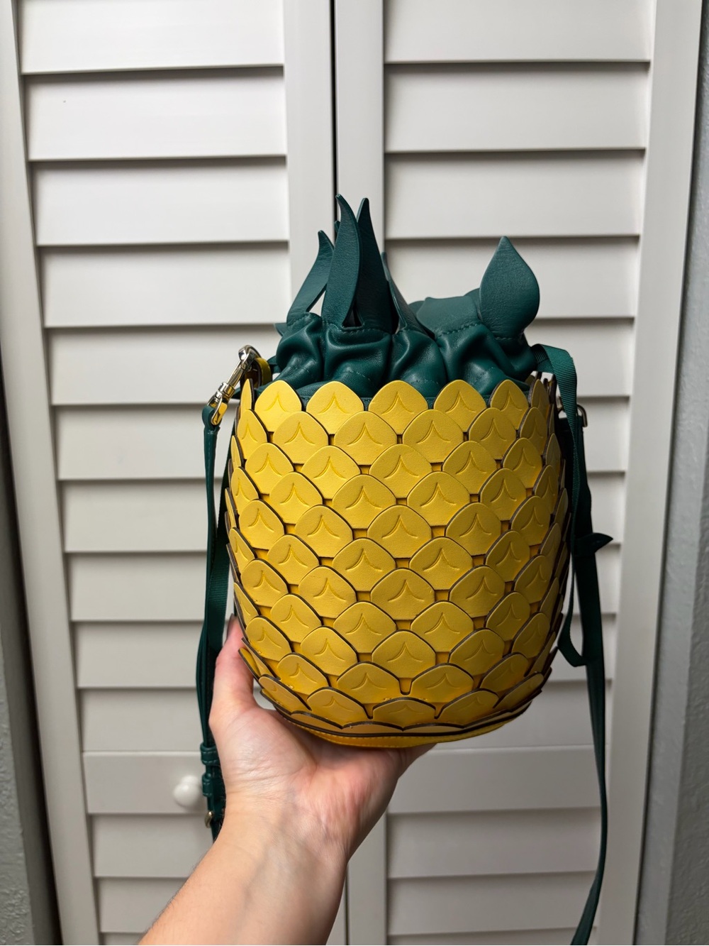 kate spade Green and Yellow Pineapple-Style Bucket Crossbody